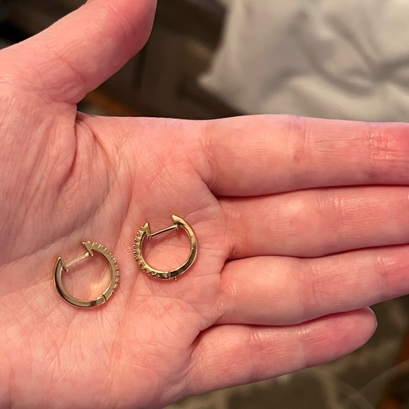 Gold Small Huggie Hoop Earrings - Picture 6 of 6